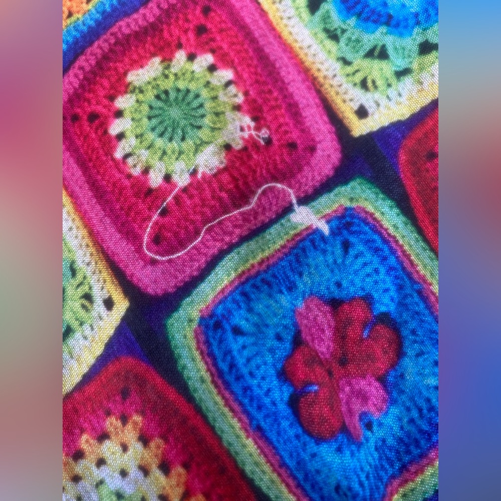 Patchwork Granny Square Print Full Lined Skirt - image 6